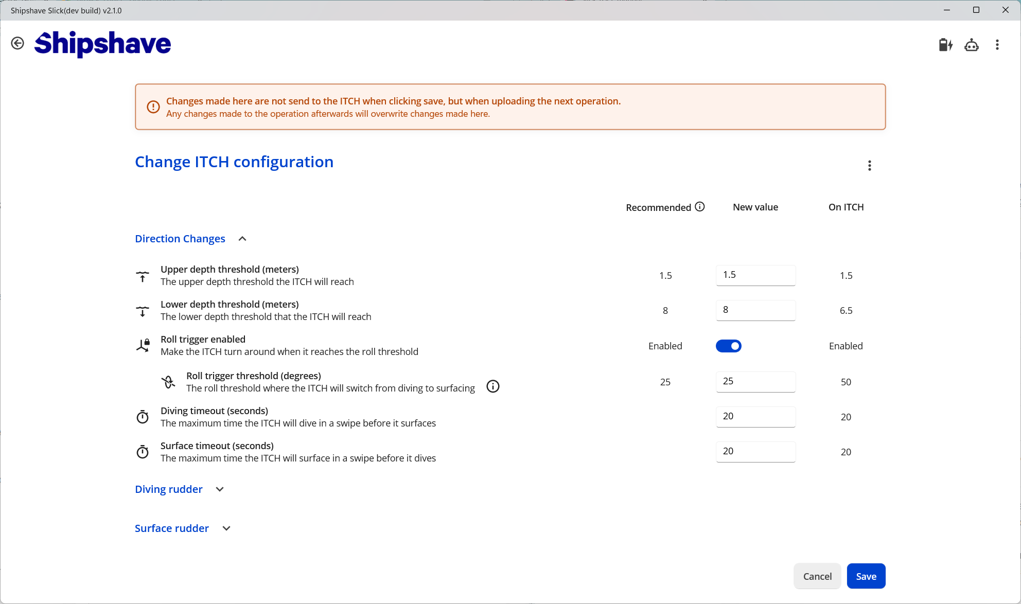 Pre-operation configuration overwrite