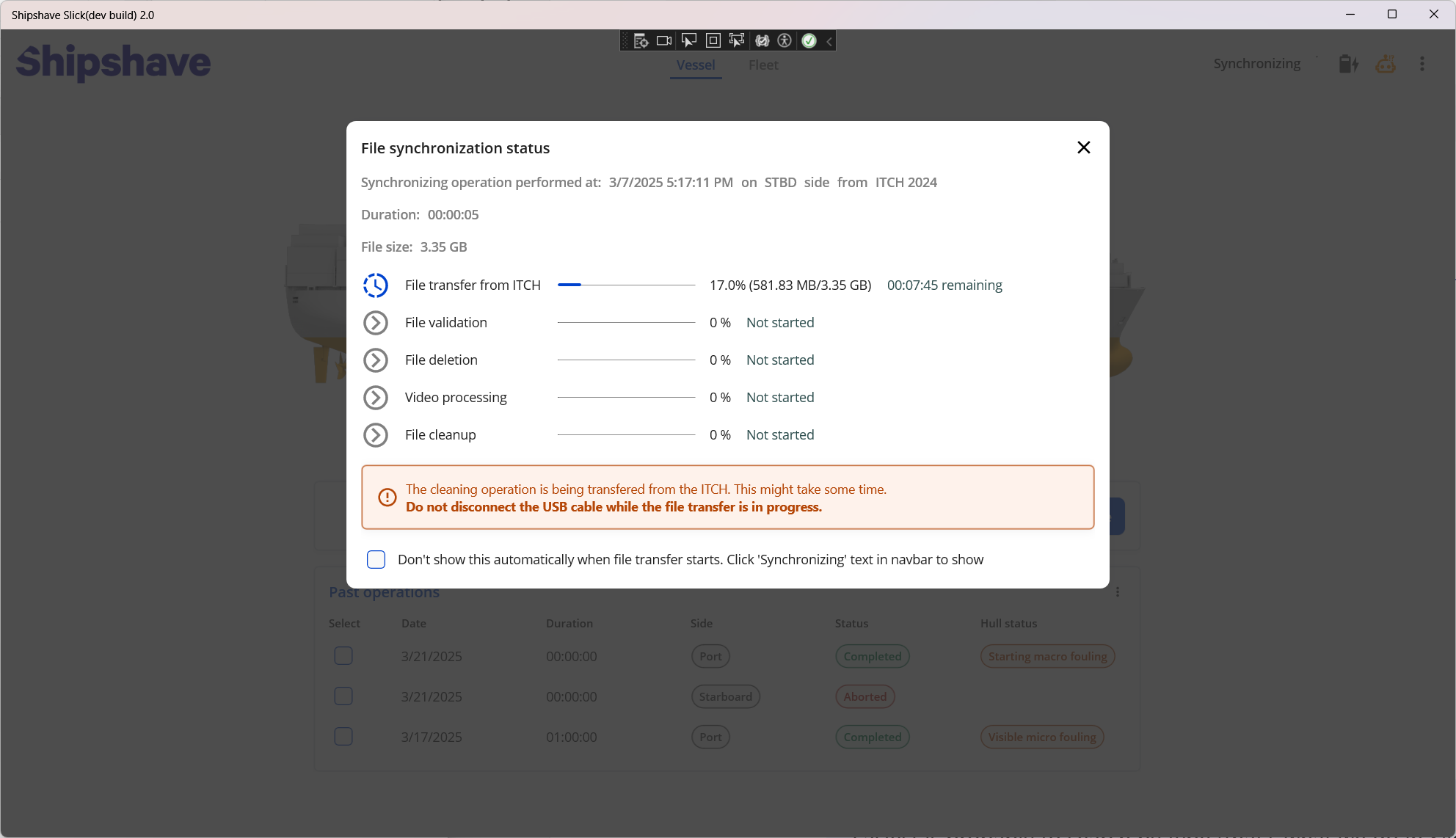 File transfer status